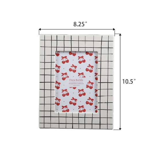 Flora Bunda® 5" x 7" White Checker Line Ceramic Frame